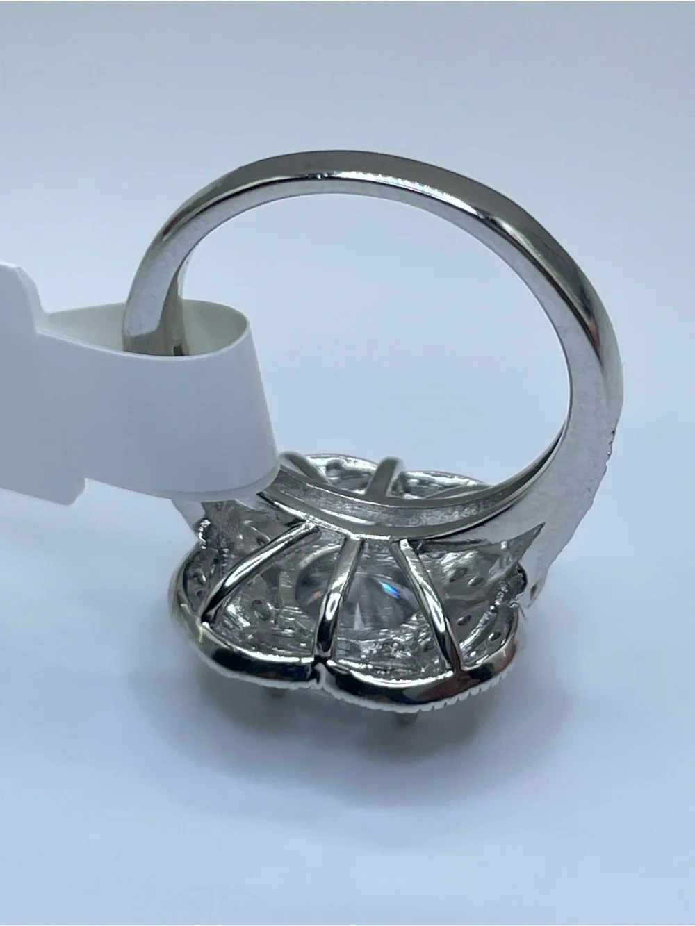 Swarovski Crystal Elements White Crystal Halo Art Deco Statement Ring Sz 6.5
